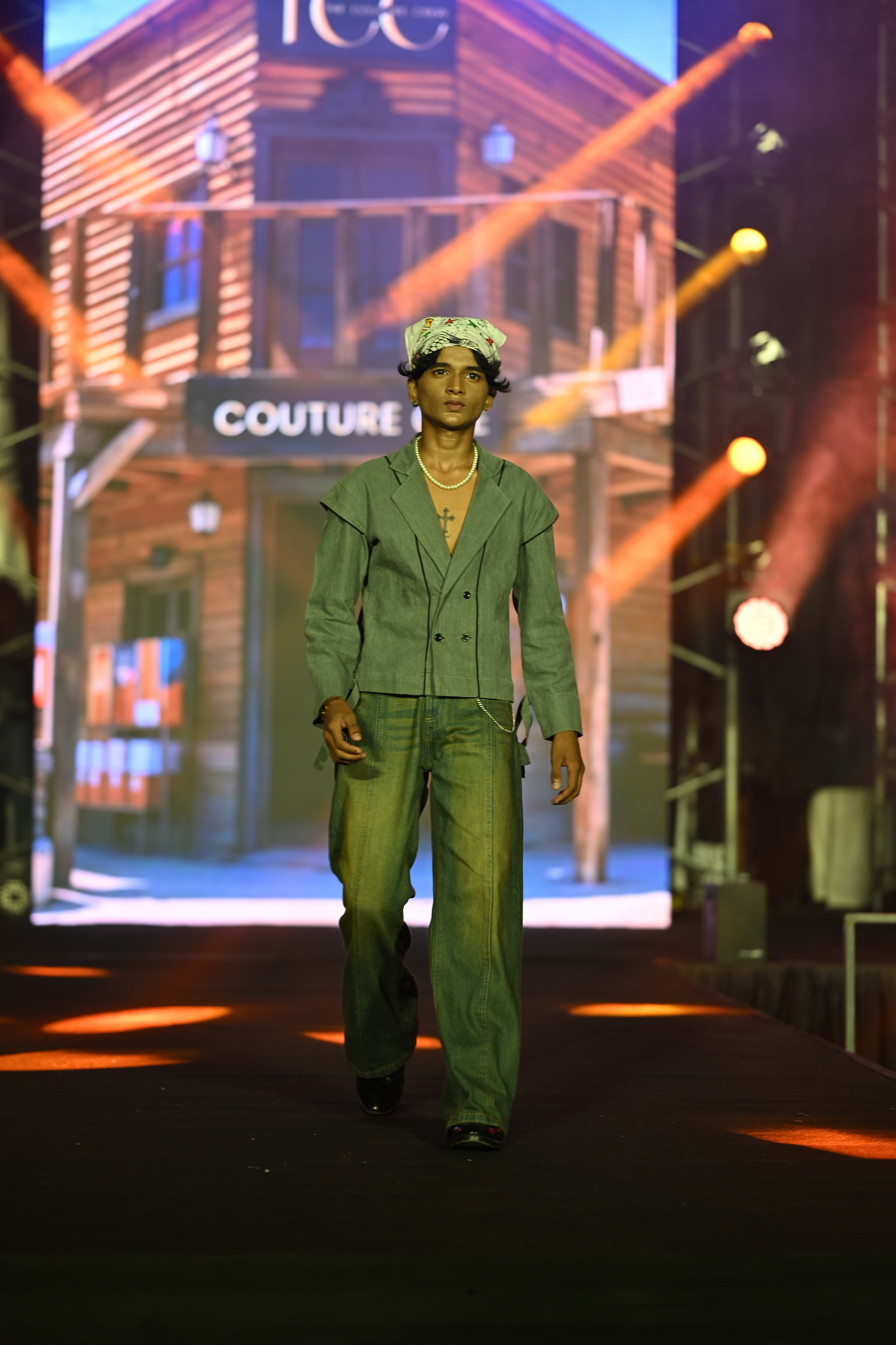 Model on a runway with cool hairstyle