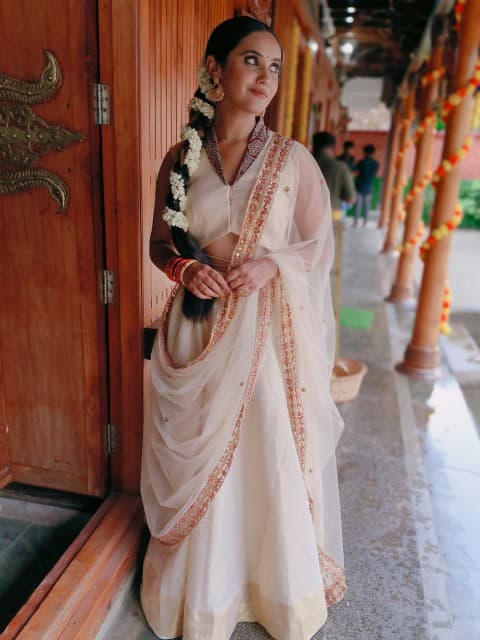 Close-up of intricate hair design